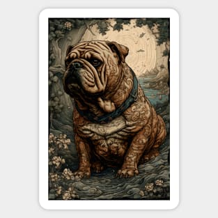 Bulldog Ninja - Traditional Japanese Ukiyoe Painting Sticker